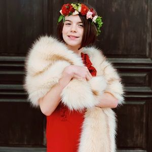 Ivory Faux Mink Wrap